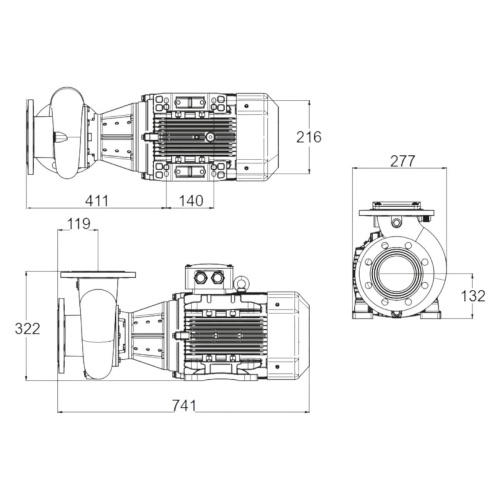 Насос без префильтра чугунный 140м3/ч PSH DN-20 H=10 5,5кВт 400В (1DN30750E4V) фото 2