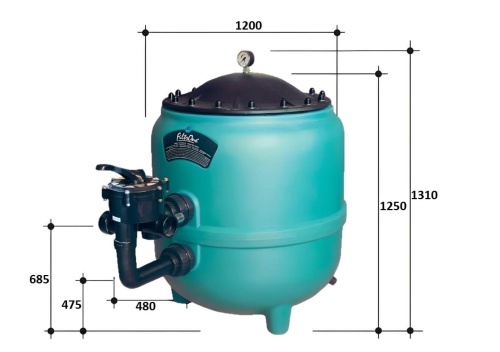 Фильтр  56м3/ч Gemas FILTRONE L 1200мм черная крышка 400 без бокового вентиля 2 1/2" (021816LL) фото 4