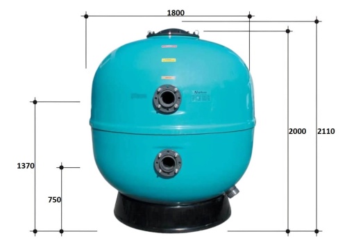 Фильтр 127м3/ч Gemas NEPTUNE COMMERCIAL 1800мм М1 фланец 140 мм черная крышка 400 (021224) фото 2