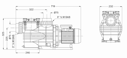 Насос с префильтром  27,6м3/ч PSH MAXI-20M Н=10 1,5кВт 230В (морская вода) (1MAX0200M2V) фото 3