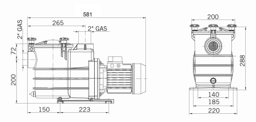 Насос с префильтром  26,6м3/ч PSH ND.2-28T Н=10 1,5кВт 400В (морская вода) (1ND20200T4V) фото 4