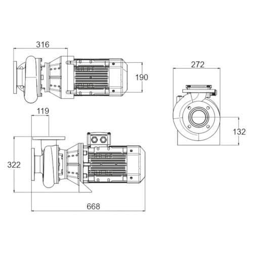 Насос без префильтра чугунный  88м3/ч PSH DN-17 H=10 3,0кВт 400В (1DN30407E4V) фото 2