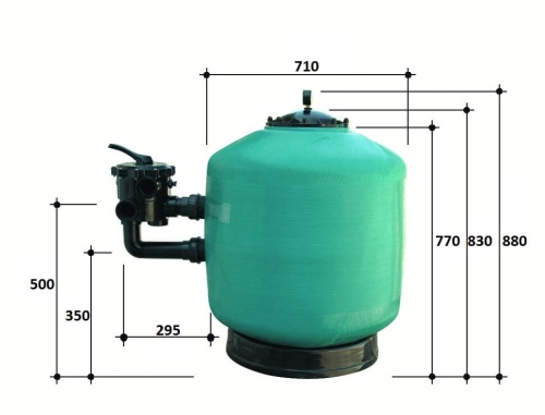 Фильтр  20м3/ч Gemas TURBIDRON BL 710мм мотаный с боковым вентилем 2" (021714) фото 4