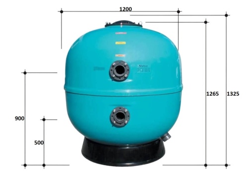 Фильтр  56м3/ч Gemas NEPTUNE COMMERCIAL 1200мм М0,75 фланец 90 мм черная крышка 400 (021216L) фото 2