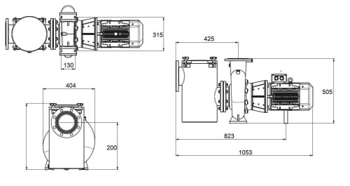 Насос с префильтром чугунный  82м3/ч PSH FDN-128H H=10 4,0кВт 400В (1FN10550E4V) фото 3