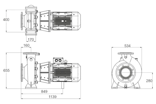 Насос без префильтра чугунный 547м3/ч PSH DN-135 H=10 22кВт 400В (1DN13000E7V) фото 2
