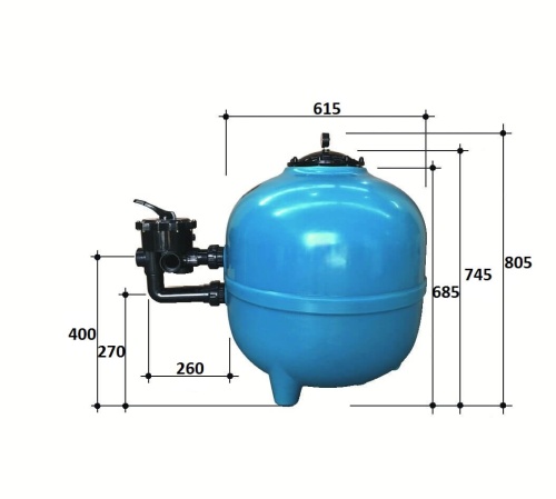 Фильтр  15м3/ч Gemas FILTRONE 615мм с боковым вентилем 1 1/2" (021813) фото 5