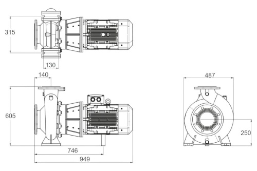 Насос без префильтра чугунный 281м3/ч PSH DN-126 H=10 11кВт 400В (1DN11506E4V) фото 3